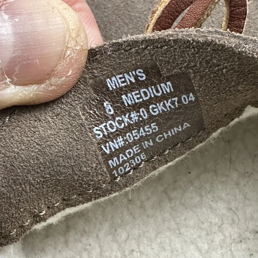 LL Bean‎  HandSewn Shearling Lined Slippers Mens 8Brown Roughout Suede Moccasins